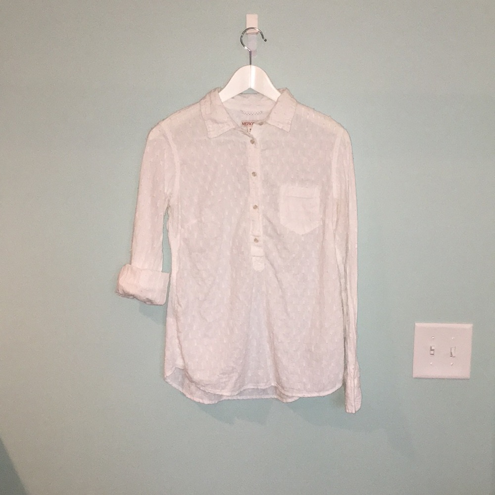 Textured White Button Down